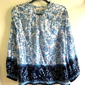 LOFT lightweight provincial print long sleeve top